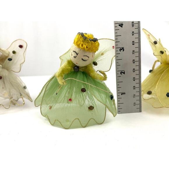 VTG Set of 4 Tulle Dress Violin Playing Angel Christmas Ornaments 1950s READ - Picture 4 of 16